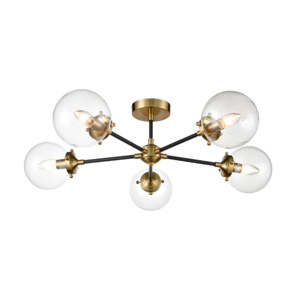 Attraction Stylish 5 Light Semi Flush Ceiling Light In Antique Gold Finish FL2409-5