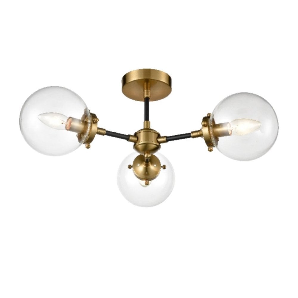 Attraction Stylish 3 Light Semi Flush Ceiling Light In Antique Gold Finish FL2409-3