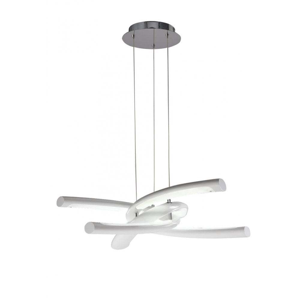 Knot LED Modern 3 + 3 Ceiling Pendant Light In White And Chrome Finish M3970