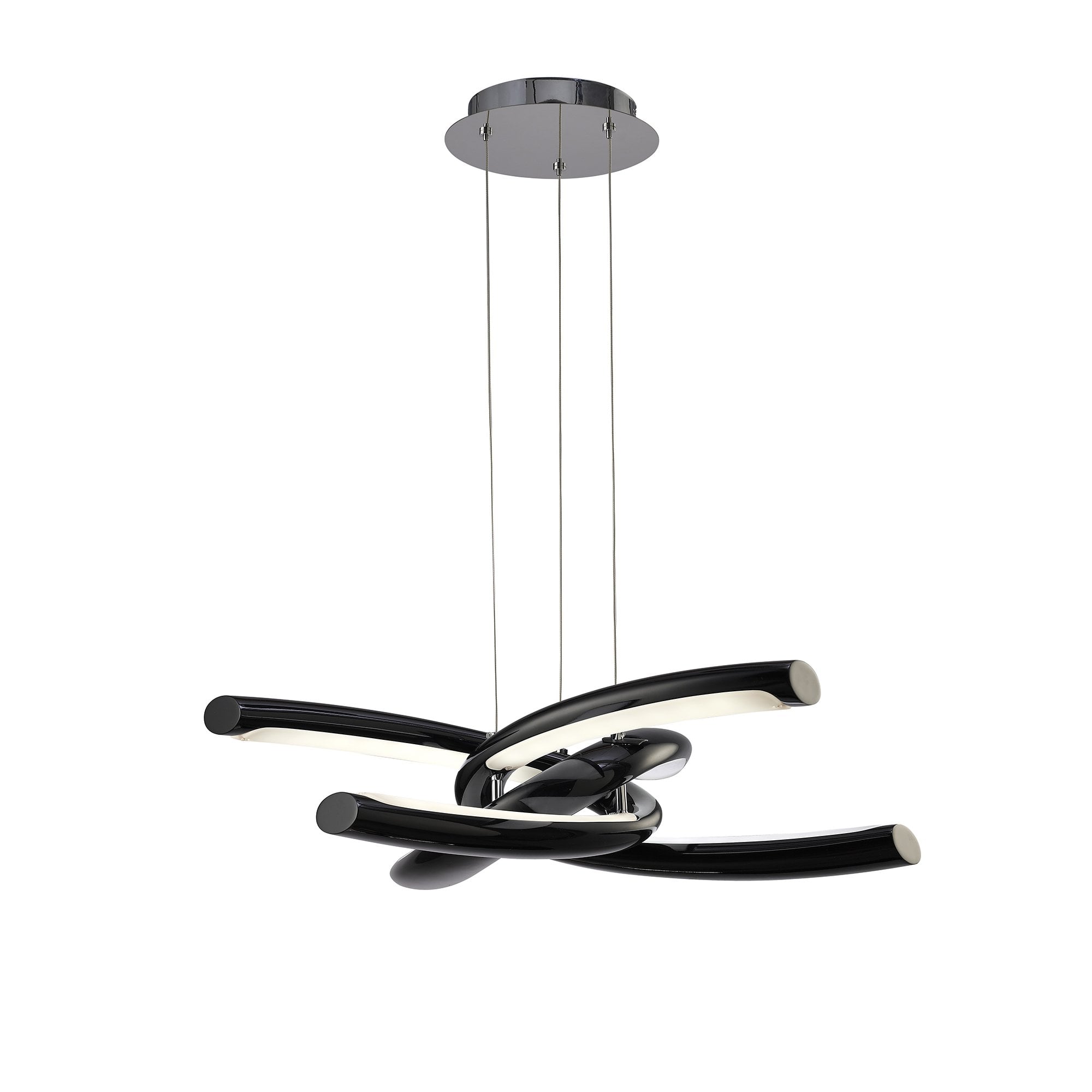 Knot LED Modern 3 + 3 Ceiling Pendant Light In Black And Chrome Finish M3971