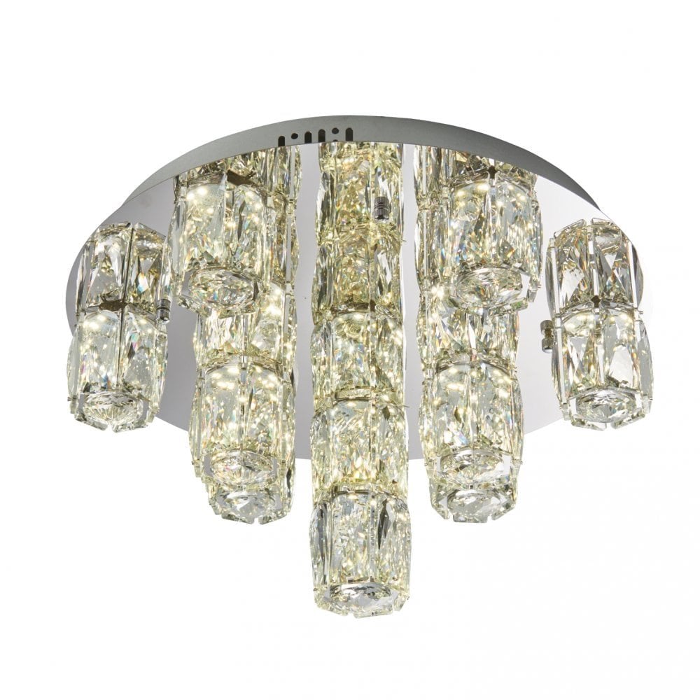 Prisma Stunning LED Crystal Glass Flush Ceiling Light In Chrome Finish 76479