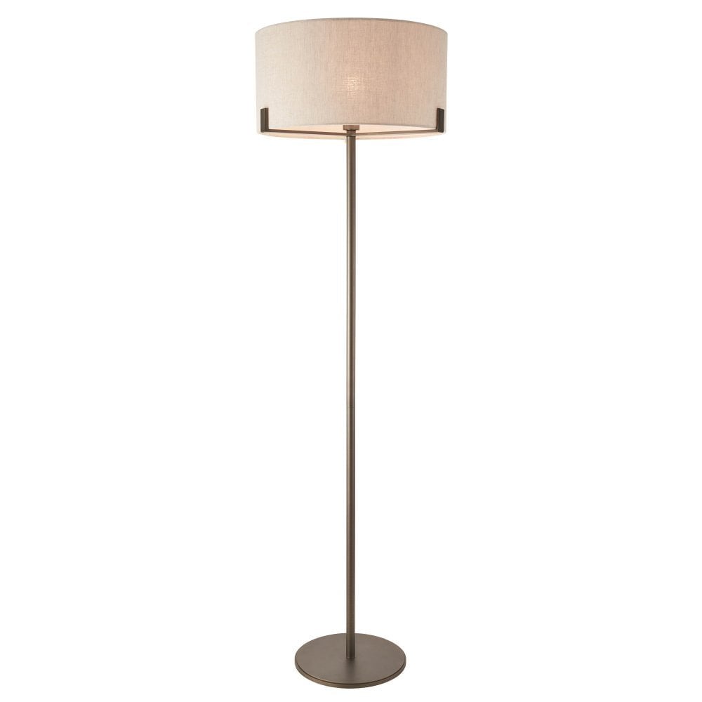 Hayfield Floor Lamp In Brushed Bronze Finish With Natural Linen Shade 72634
