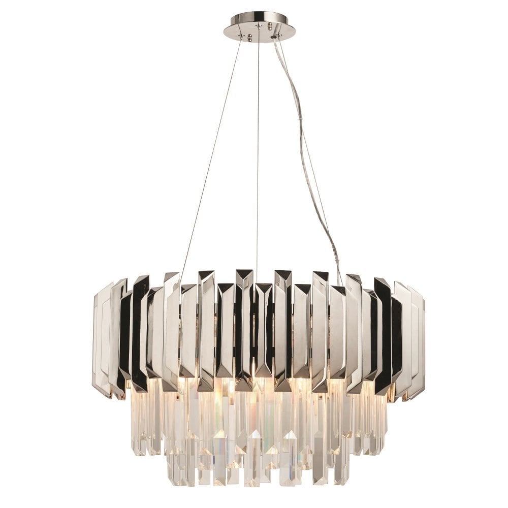 Valetta Crystal Glass Ceiling Chandelier In Polished Nickel Finish 76430