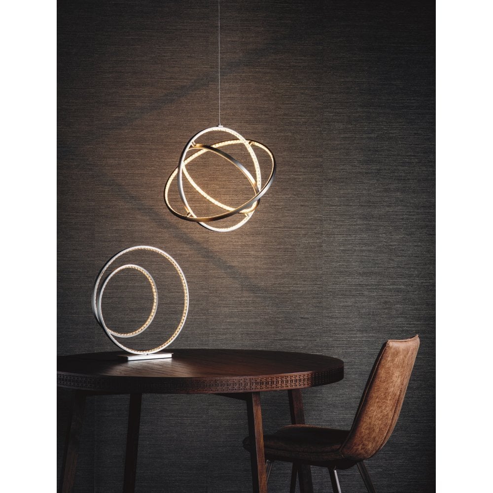 Eternity LED Touch Table Lamp In Matt Nickel With Crystal Glass Diffuser 73048