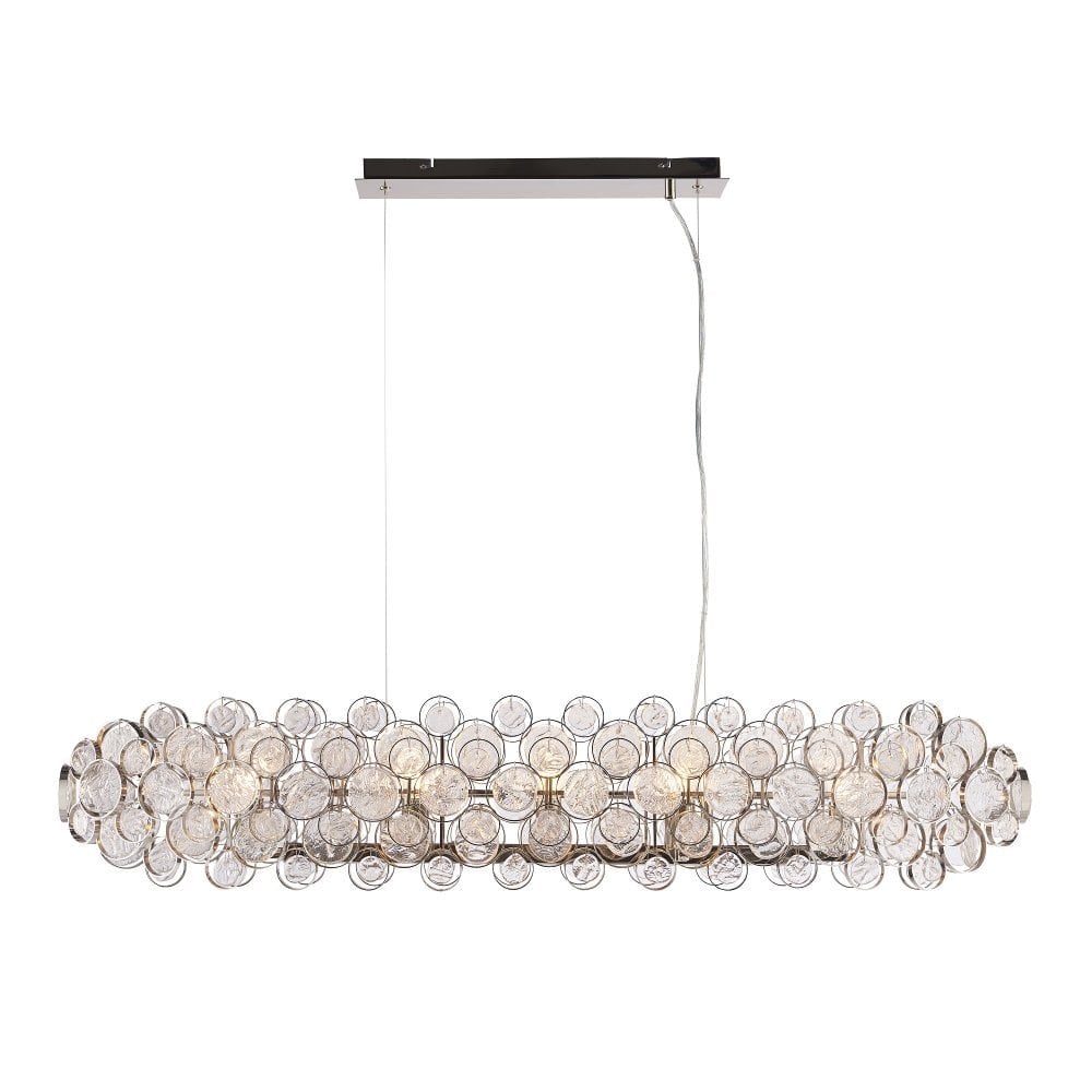 Marella Elegant 8 Light Ceiling Pendant Light In Bright Nickel With Glass Decoration 76507
