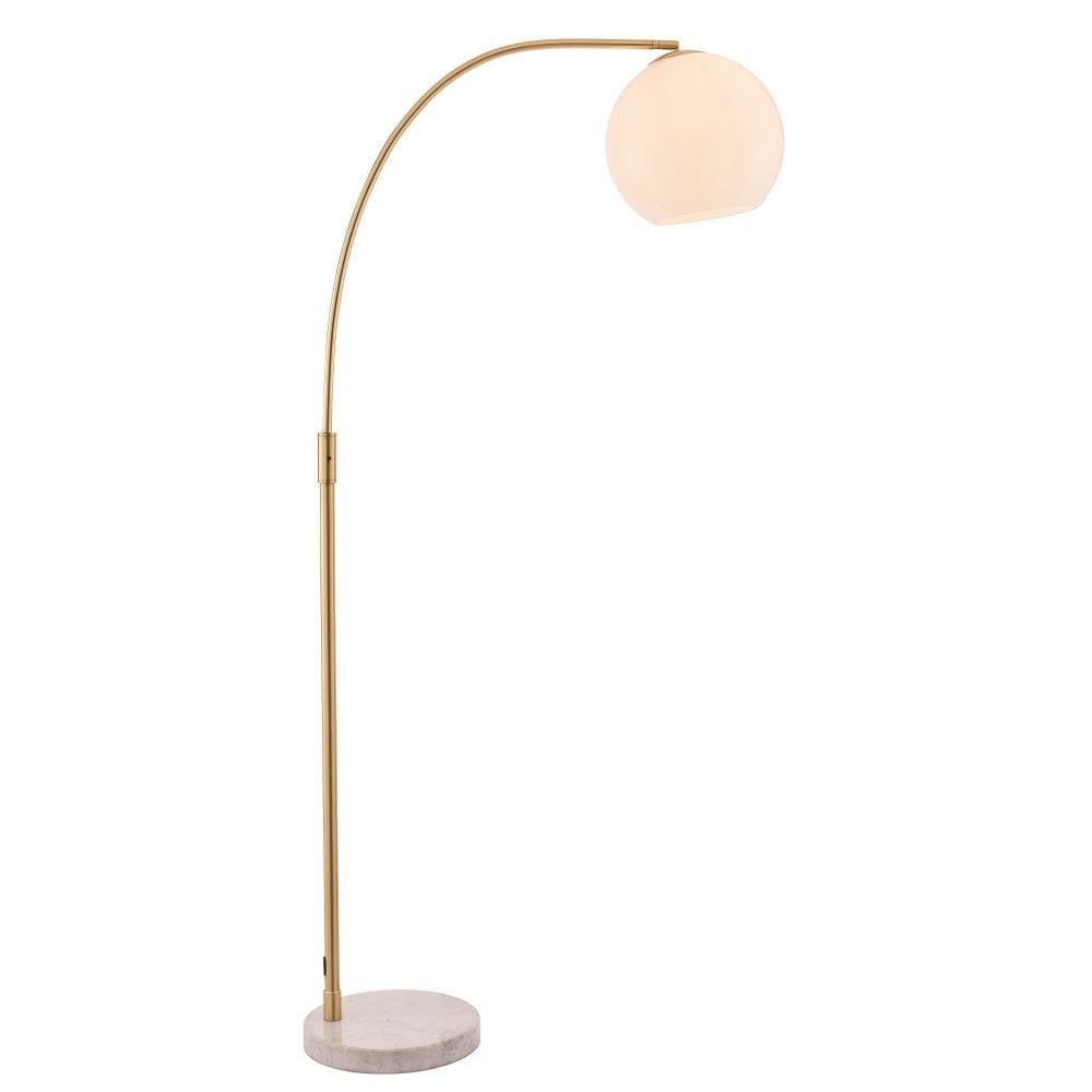 Otto Floor Lamp In Brushed Brass Finish With White Marble Base 76613