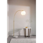Otto Floor Lamp In Brushed Brass Finish With White Marble Base 76613