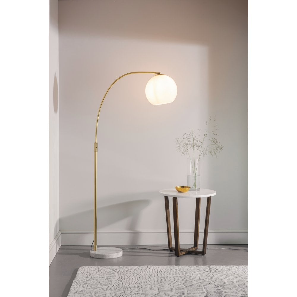 Otto Floor Lamp In Brushed Brass Finish With White Marble Base 76613