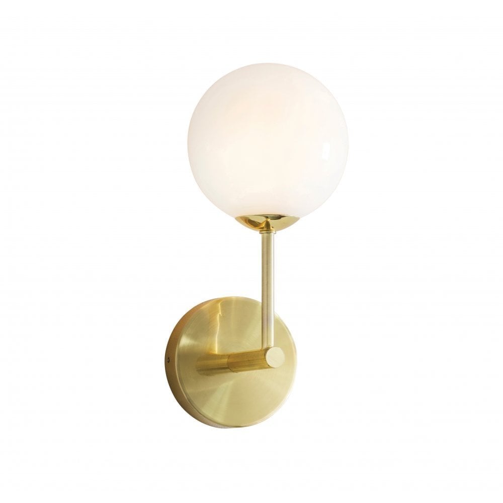 Otto Wall Light In Brushed Brass Finish With White Glass Shade 75960