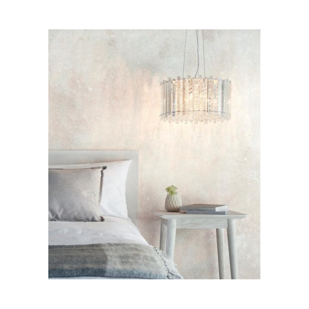 Hanna Elegant Crystal Ceiling Pendant Light In Chrome Finish 78699