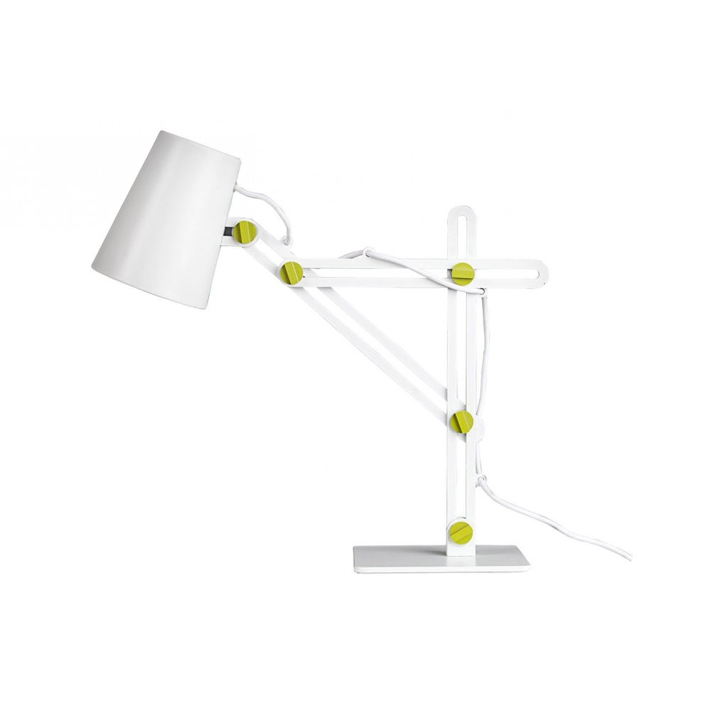 Looker Funky Table Lamp In White Finish And Green Detail M3614