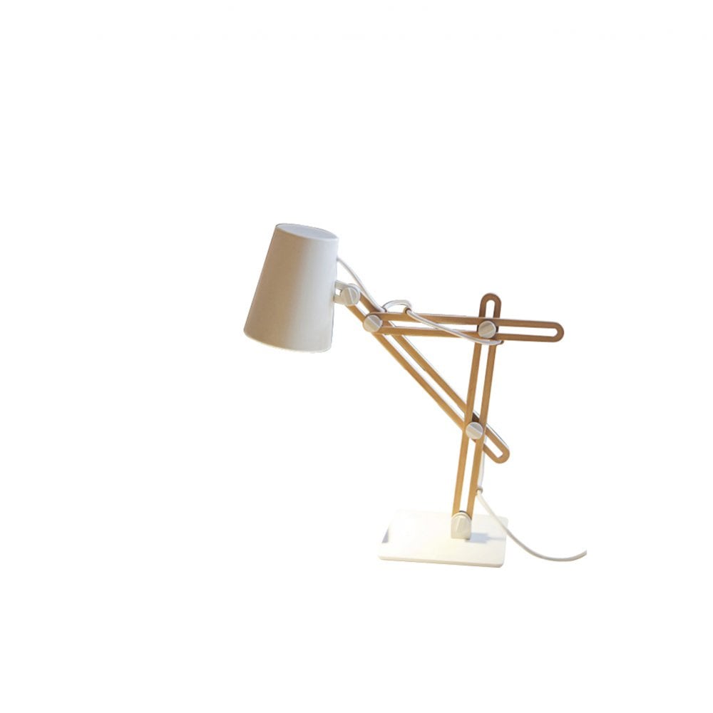Looker Funky Table Lamp In White Finish And Beach Wood Detail M3615