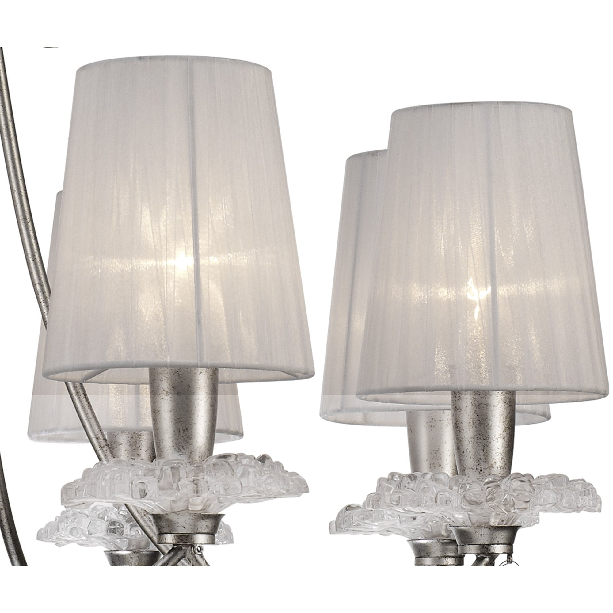 Sophie Contemporary 8 Light Ceiling Chandelier In Silver Finish With Crystal Drops M6301