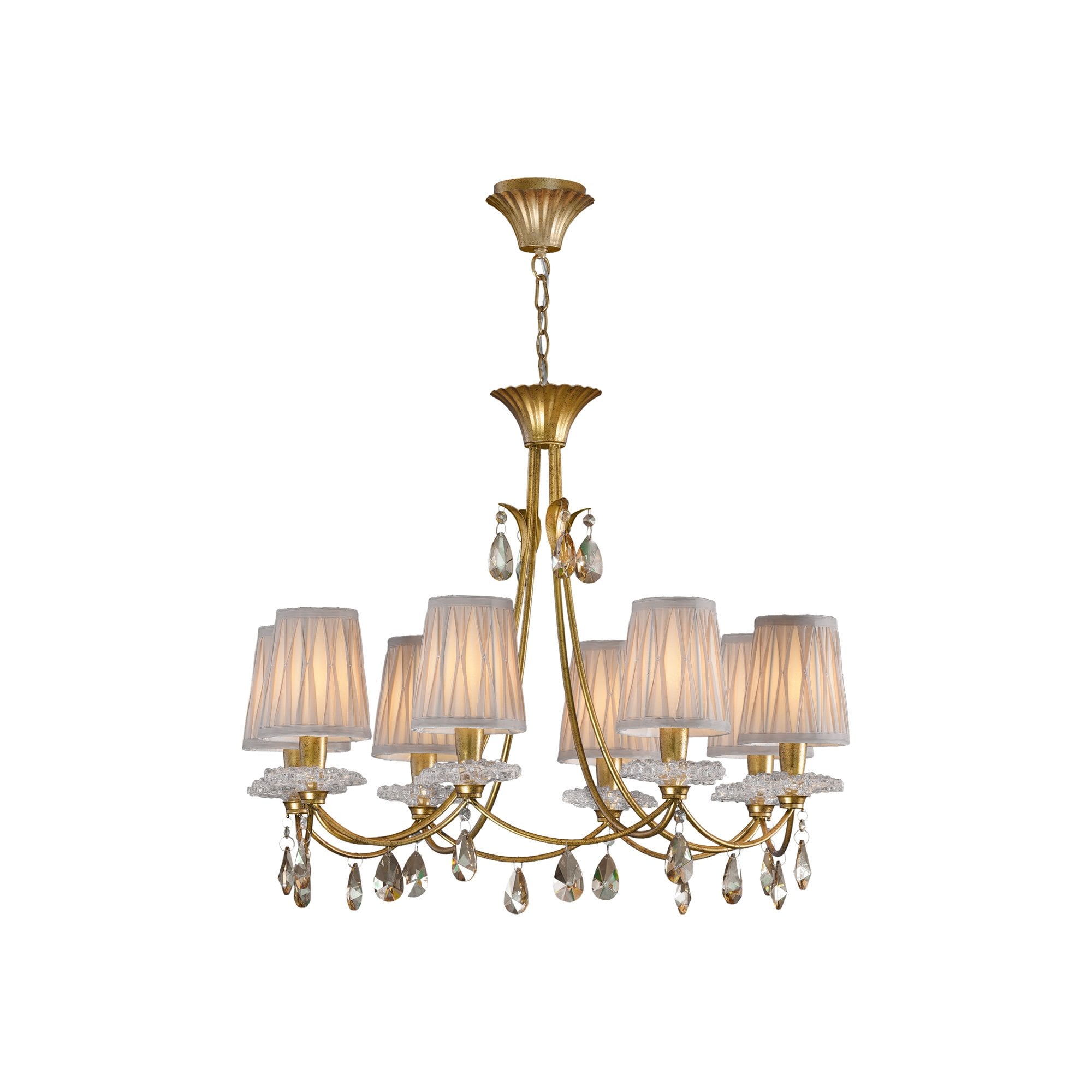 Sophie Traditional 8 Light Ceiling Chandelier In Gold Finish With Crystal Drops M6291