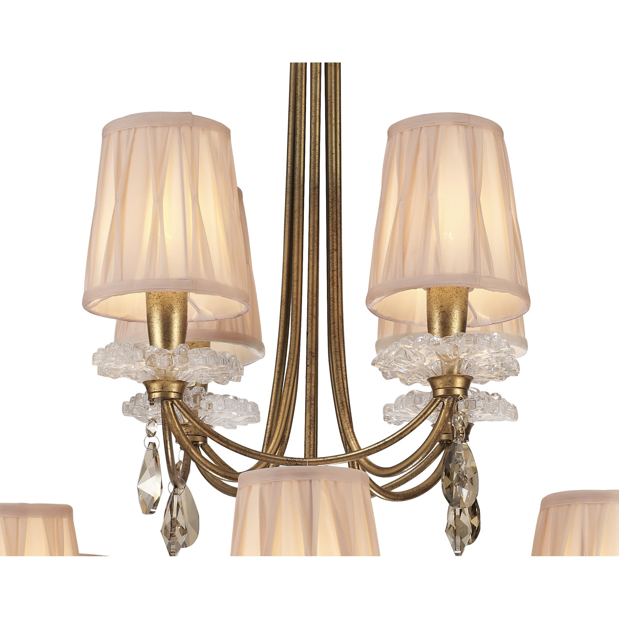 Sophie Traditional 12 Light Ceiling Chandelier In Gold Finish With Crystal Drops M6290