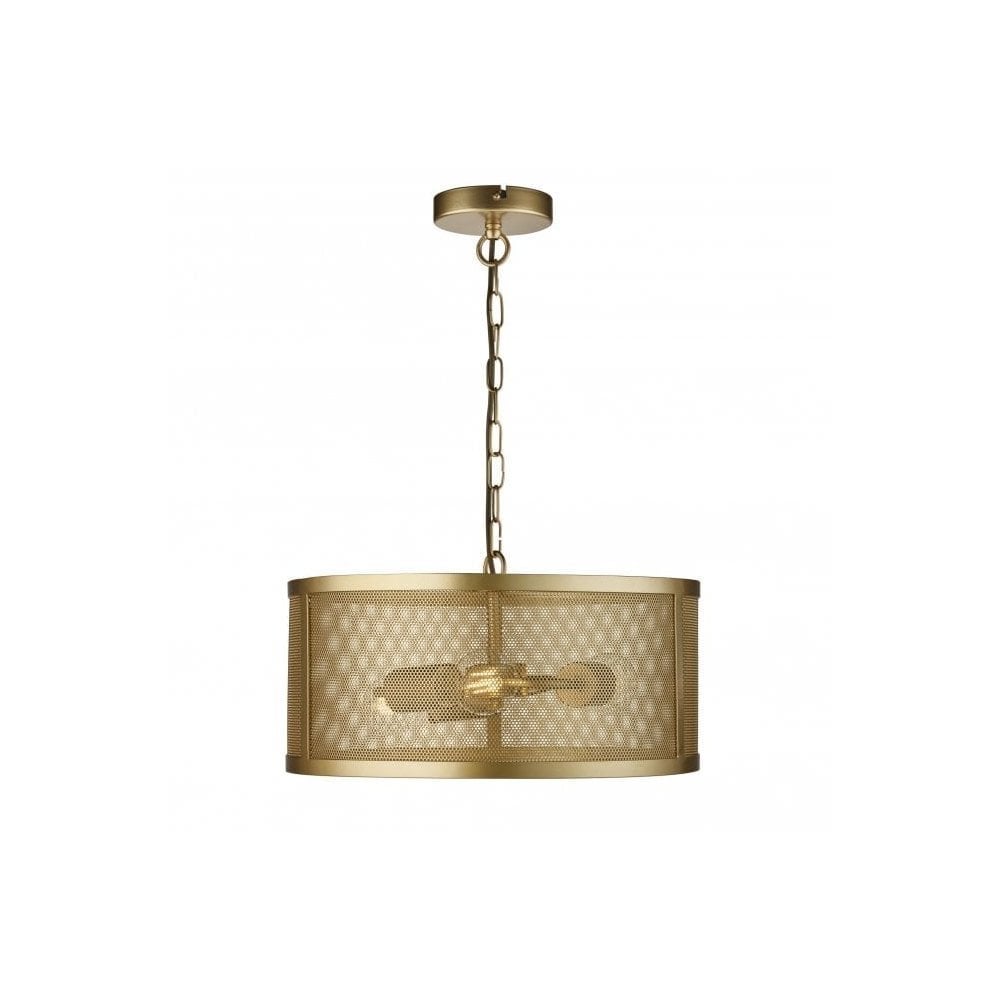 Fishnet Contemporary 3 Light Ceiling Pendant Light In Matt Gold Finish 12483-3GO