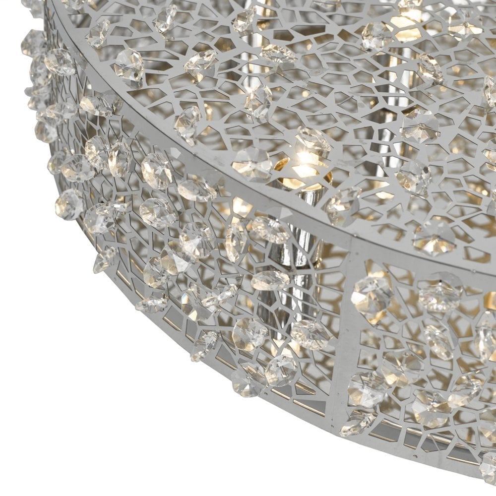 Kotaro Elegant 6 Light Flush Ceiling Light In Polished Chrome Finish With Crystal Beads KOT6450