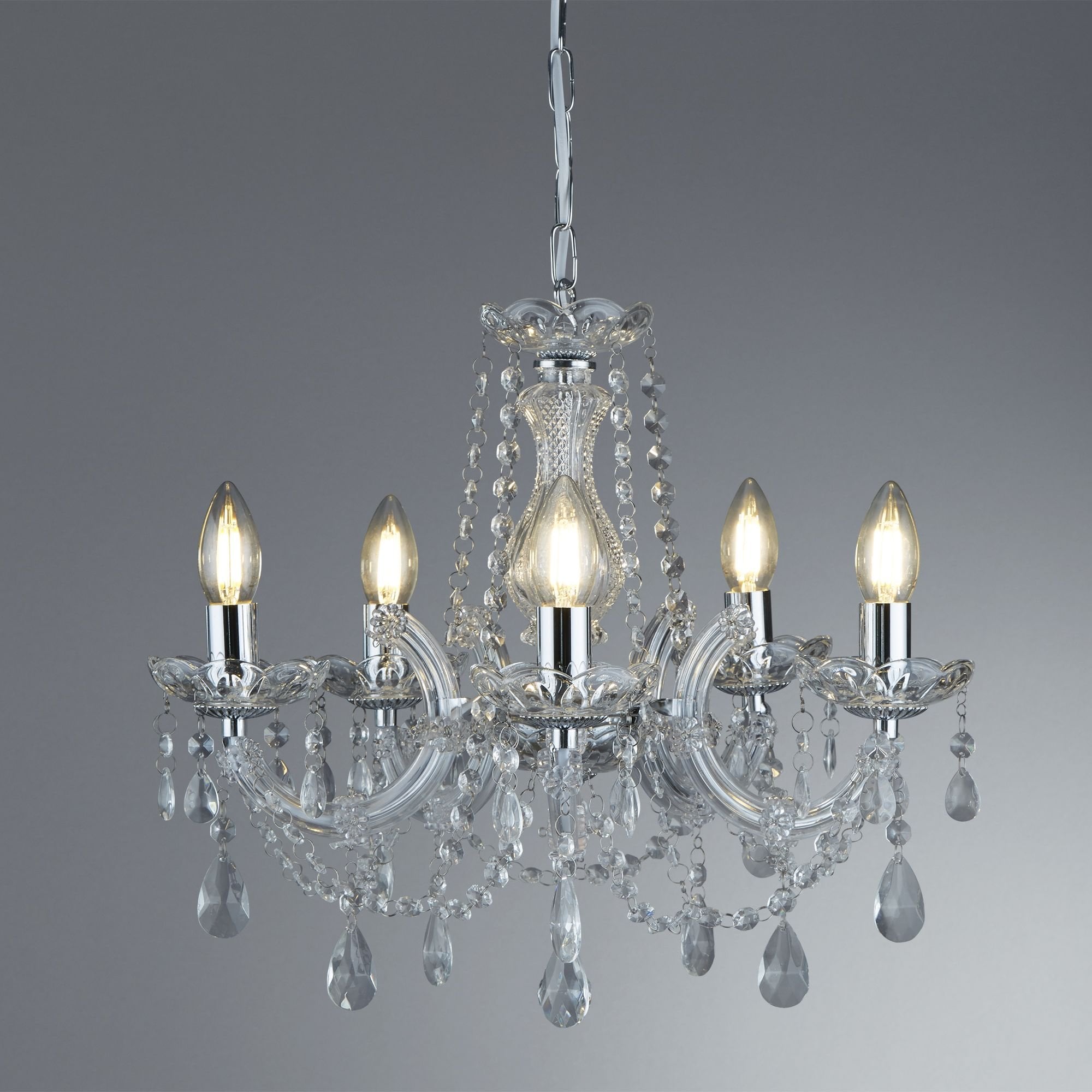 Marie Therese Classic 5 Light Ceiling Chandelier In Polished Chrome Finish 399-5