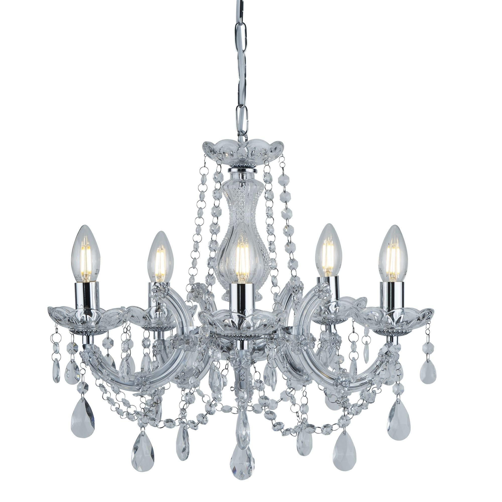 Marie Therese Classic 5 Light Ceiling Chandelier In Polished Chrome Finish 399-5