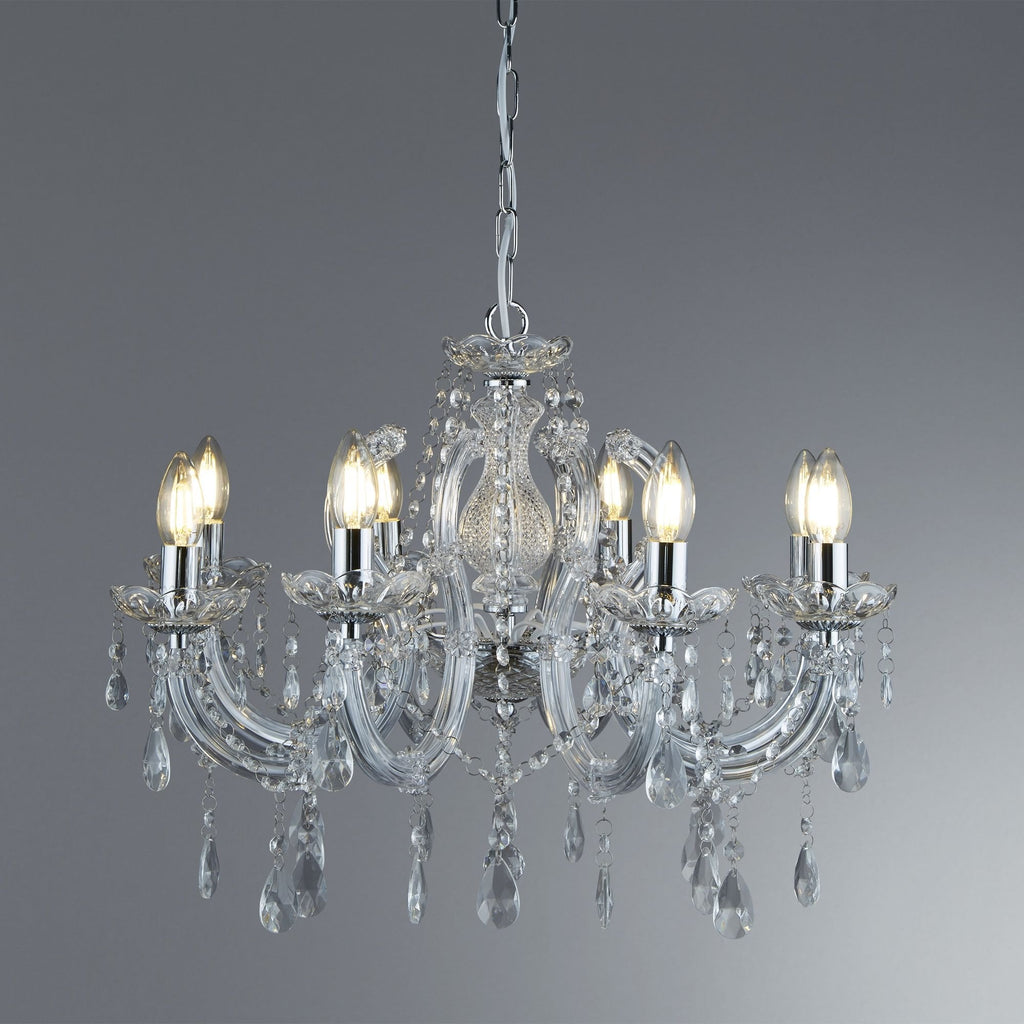 Marie Therese Classic 8 Light Ceiling Chandelier In Polished Chrome Finish 399-8