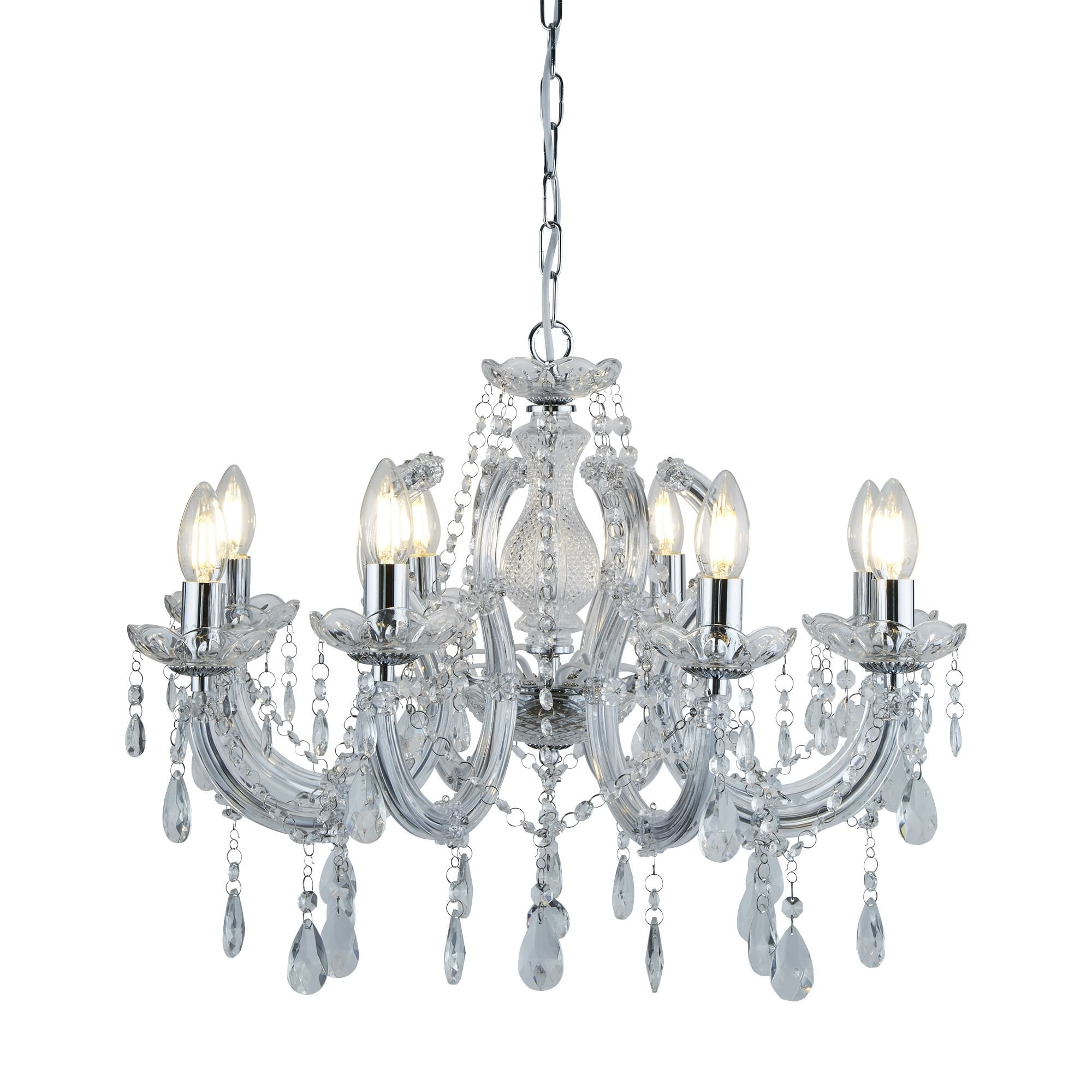 Marie Therese Classic 8 Light Ceiling Chandelier In Polished Chrome Finish 399-8