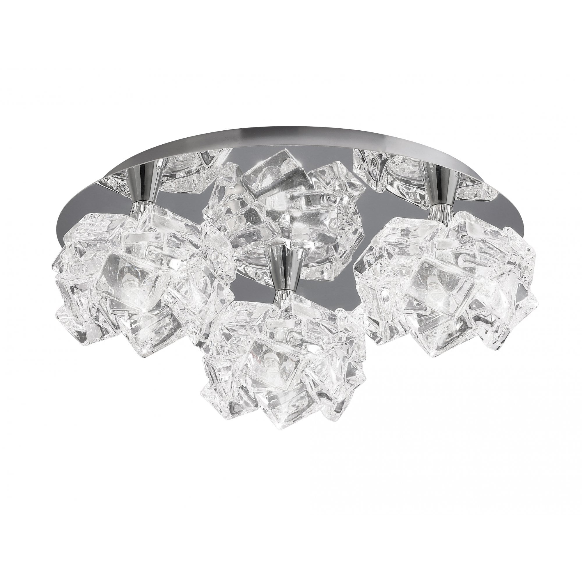 Artic Stylish Round Flush Ceiling Light In Chrome Finish With Clear Glass M3955