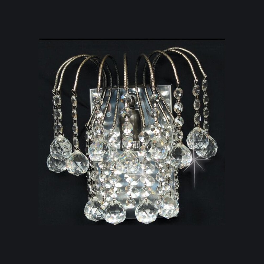 Shower Ball Crystal Strass Wall Light In Antique Nickel Finish ST01800/WB/AN