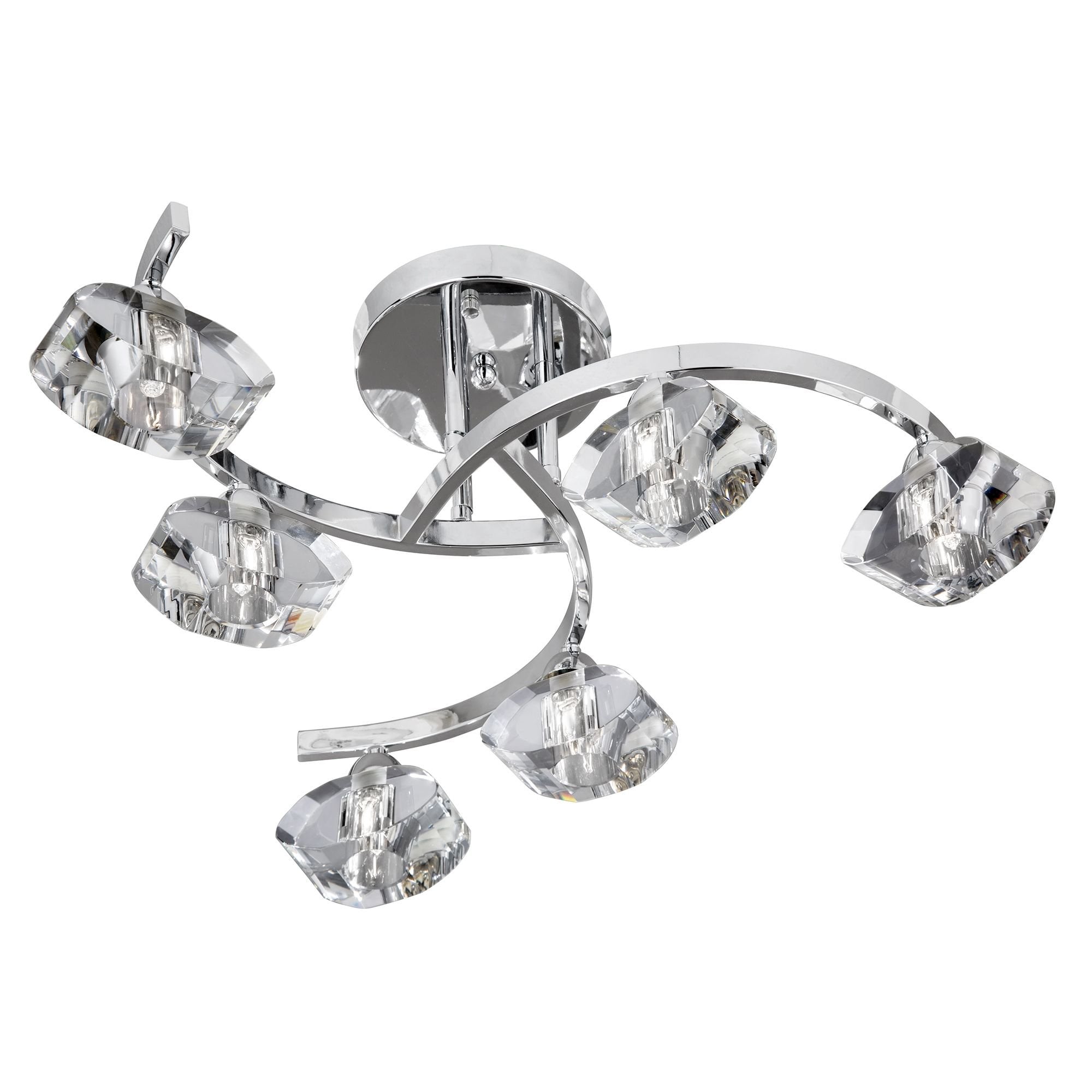 8086-6CC Sculptured Ice Semi Flush Ceiling Light In Chrome