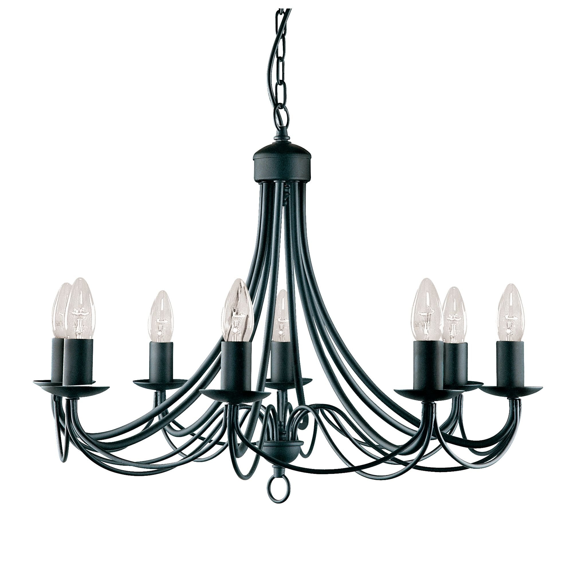6348-8BK Maypole 8 Light Black Ceiling Pendant