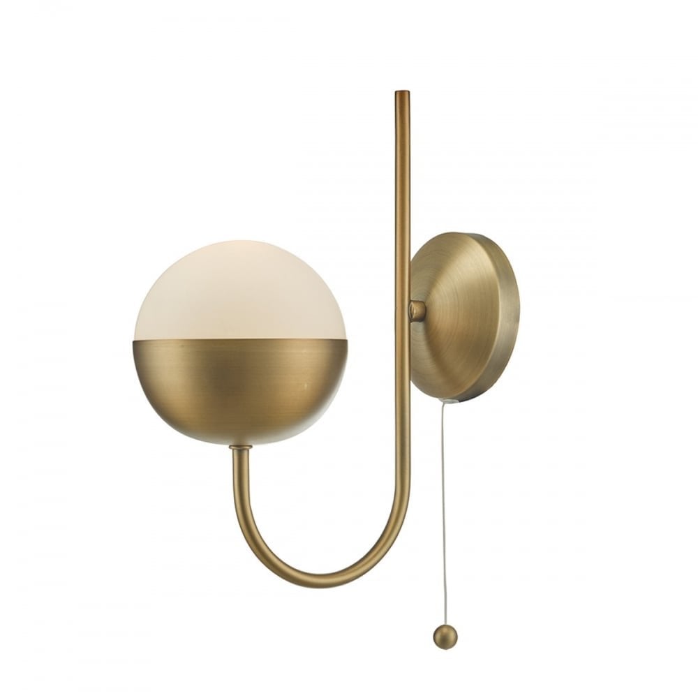 Andre Stylish Wall Light In Aged Brass With Opal Glass AND0742