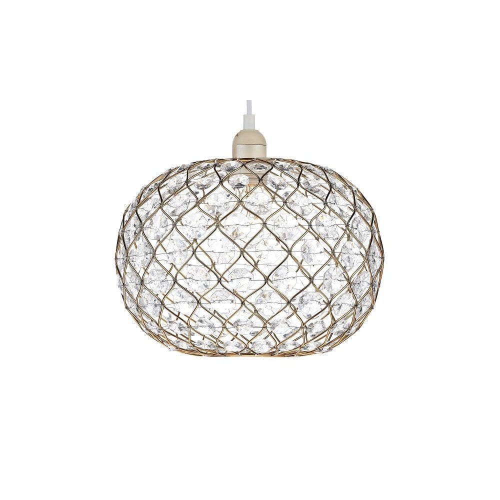 Juanita Easy Fit Ceiling Pendant Light In Gold Finish With Faceted Acrylic Decoration JUA6535