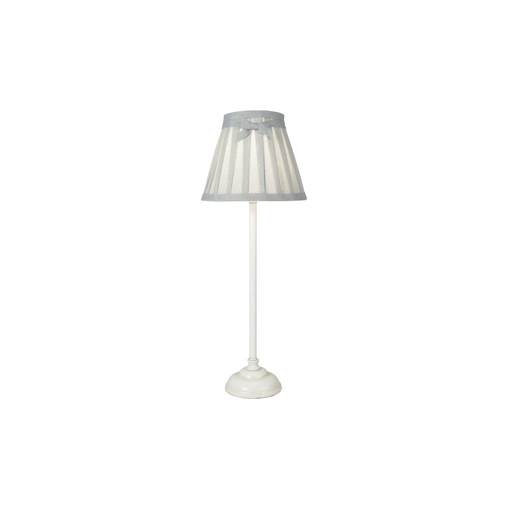 Grace Table Lamp In Antique White Finish With Grey Linen Shade GRA422