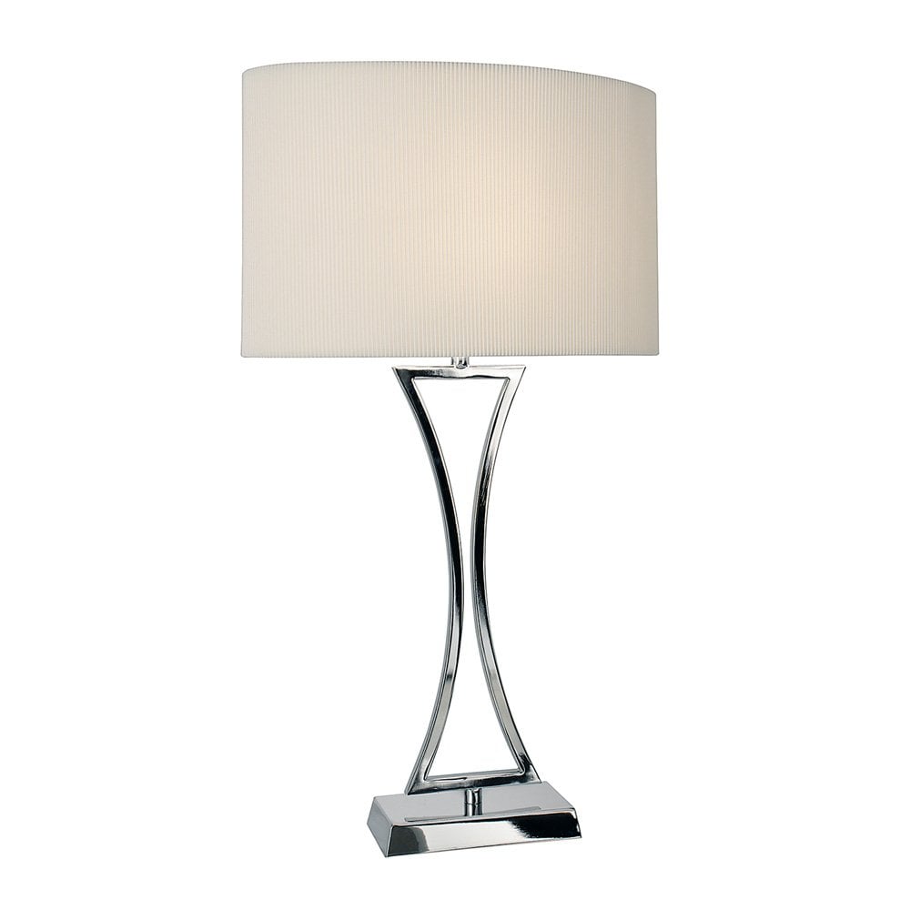 Oporto Table Lamp In Polished Chrome Finish With Cream Shade OPO4150