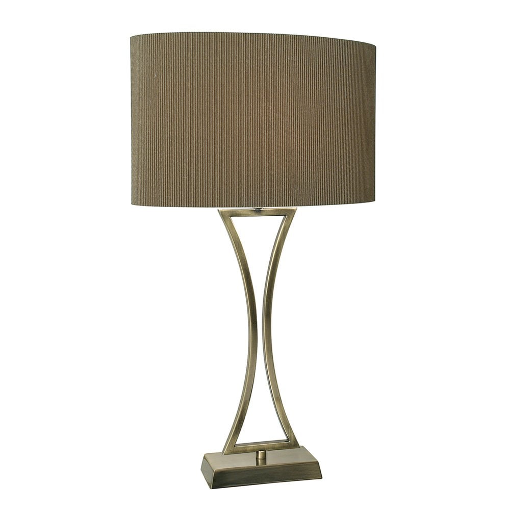 Oporto Table Lamp In Antique Brass Finish With Brown Shade OPO4175