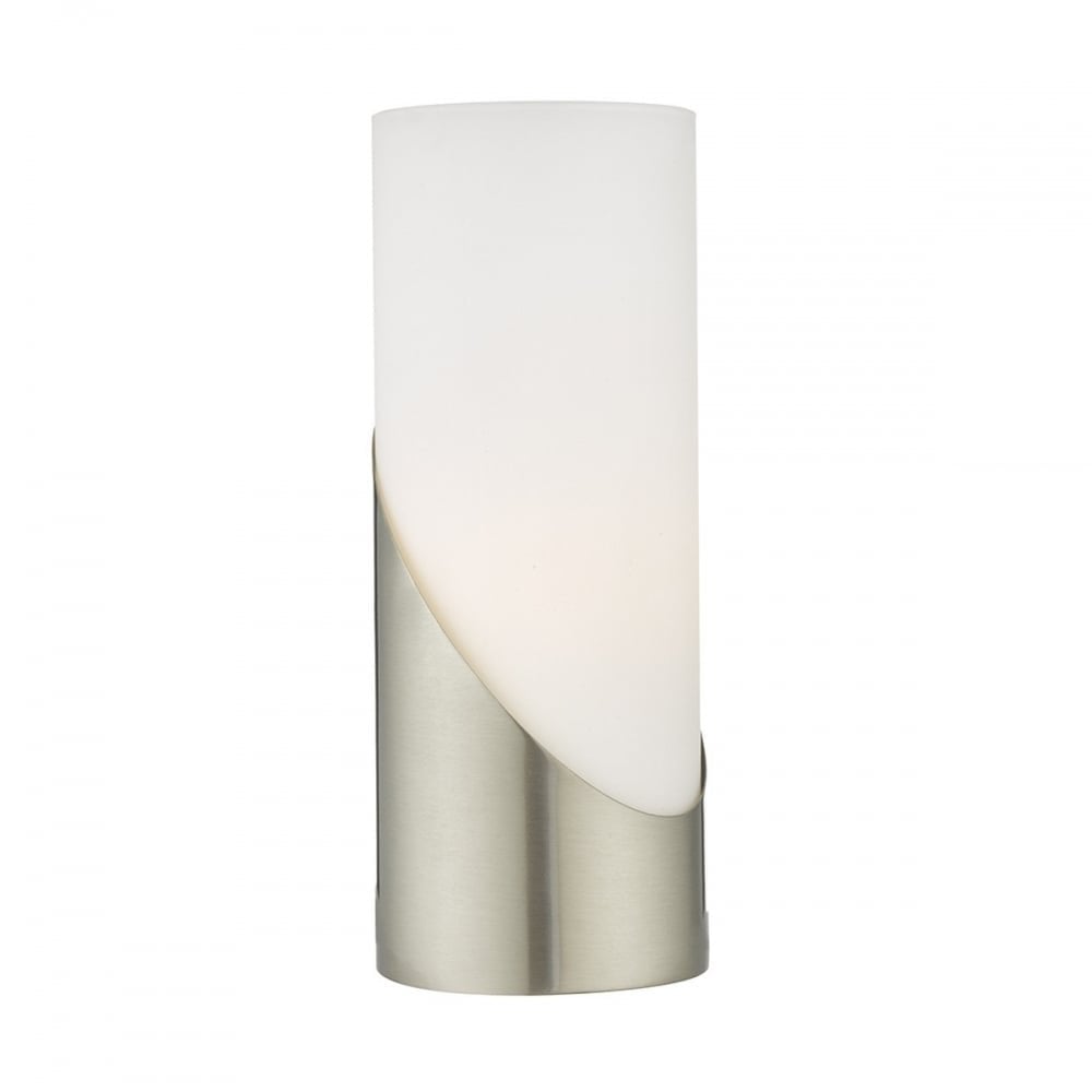 Faris Touch Table Lamp In Satin Nickel Finish With Alabaster Glass FAR4246
