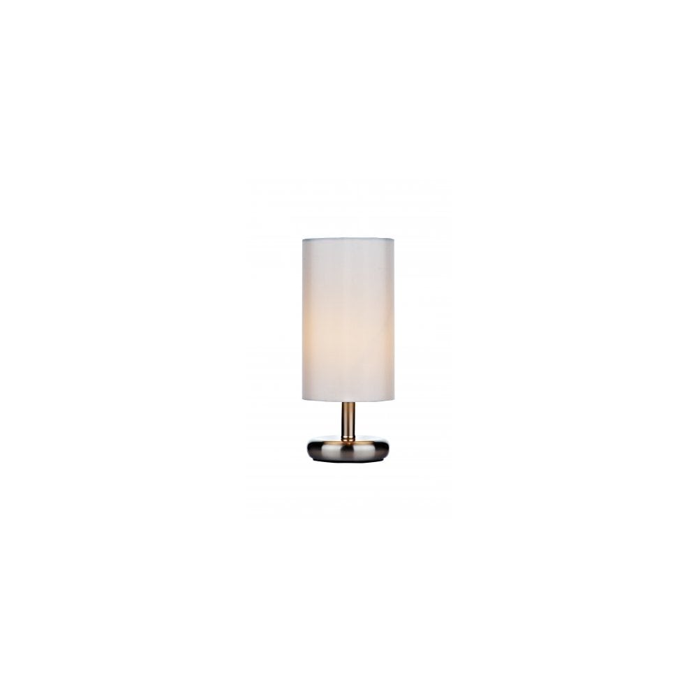 Tico Touch Table Lamp In Satin Chrome Finish With Cream Shade TIC4133