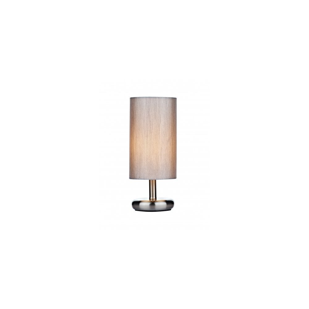 Tico Touch Table Lamp In Satin Chrome Finish With Grey Shade TIC4139