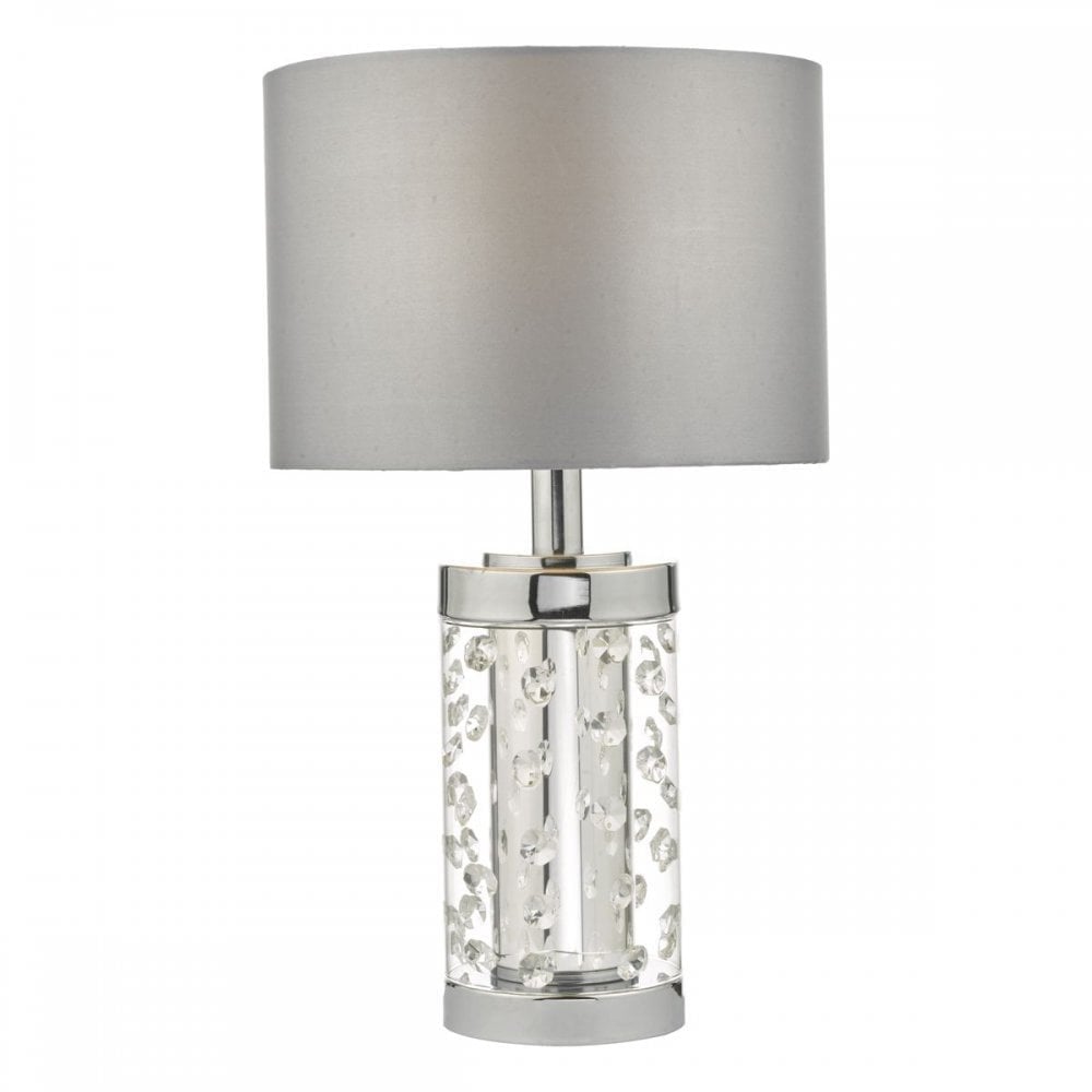 Yalena Elegant Table Lamp In Polished Chrome Finish With Grey Shade YAL4108