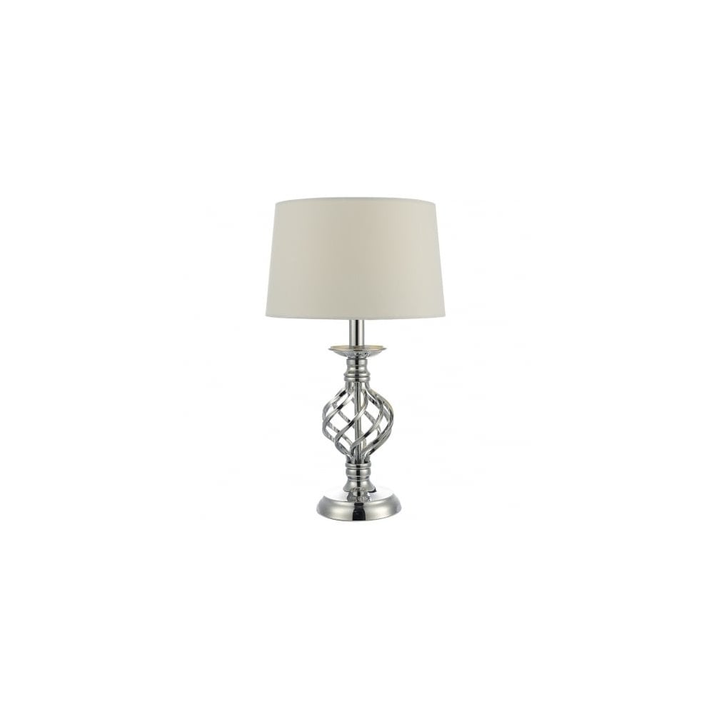 Iffley Touch Table Lamp In Chrome Finish With Cream Faux Silk Shade IFF4150