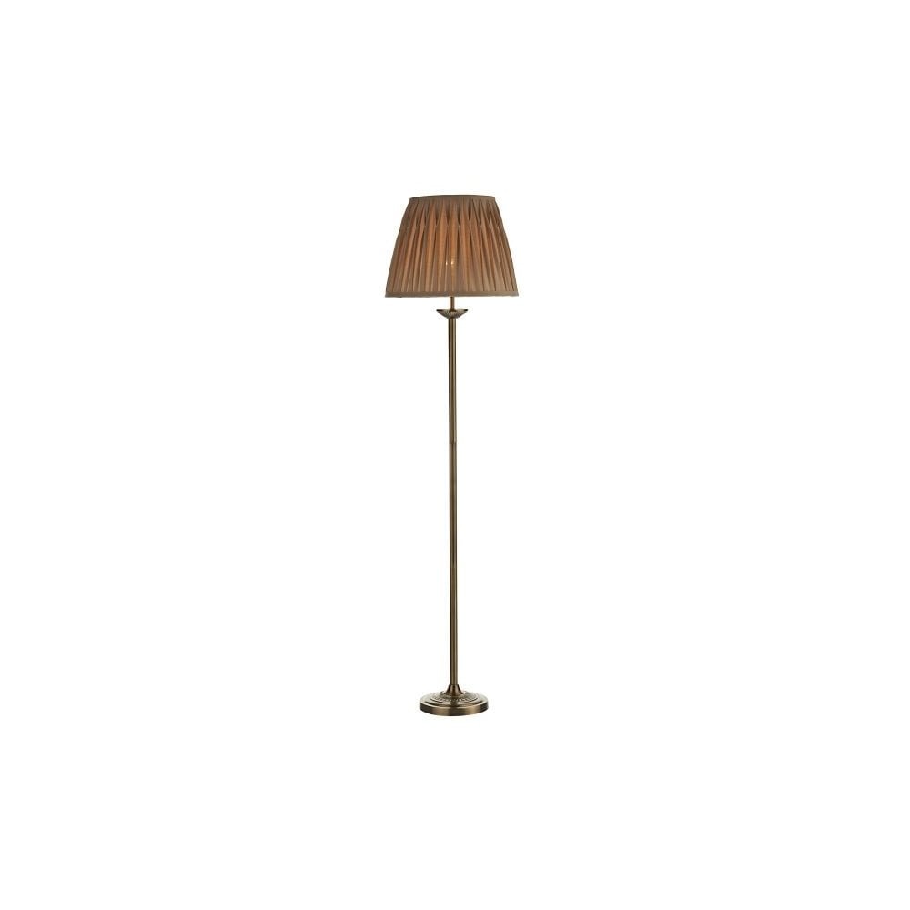 Hatton Floor Lamp In Antique Brass Finish With Gold Faux Silk Shade HAT4975