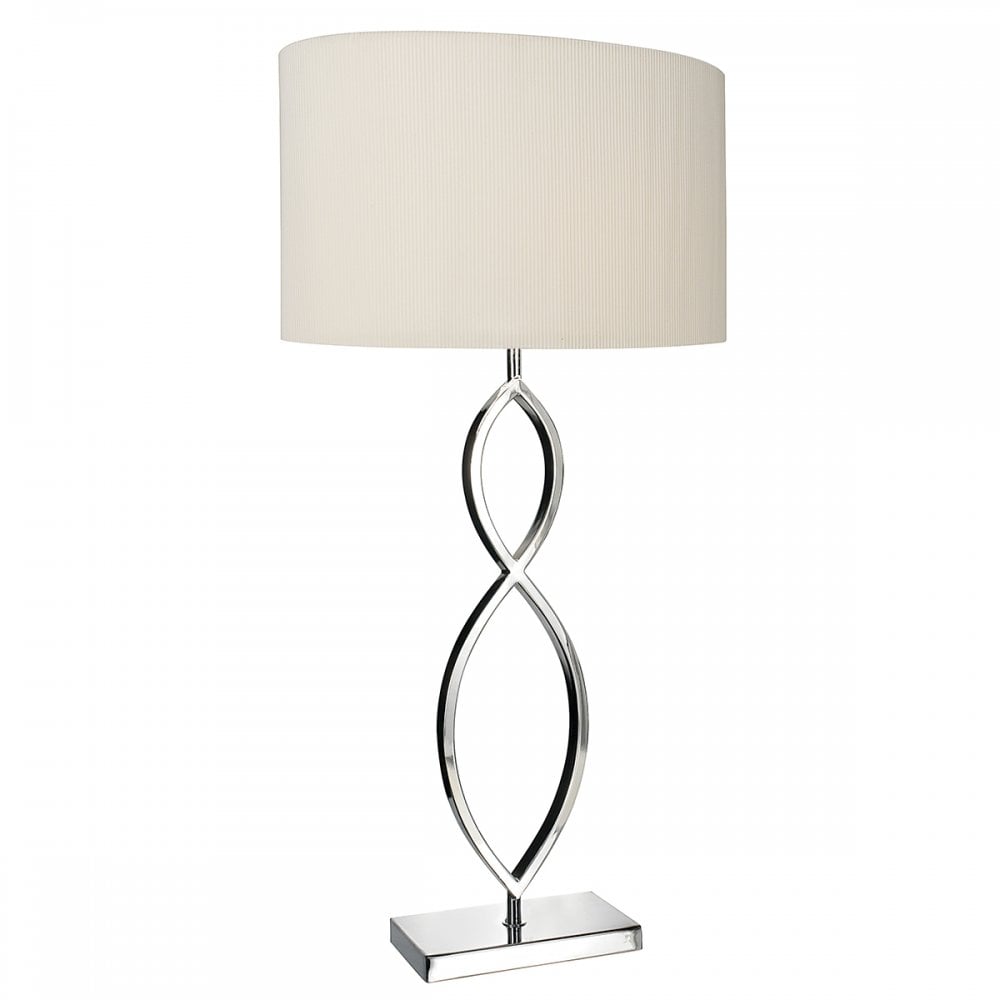 Luigi Table Lamp In Polished Chrome Finish With Cream Oval Shade LUI4150