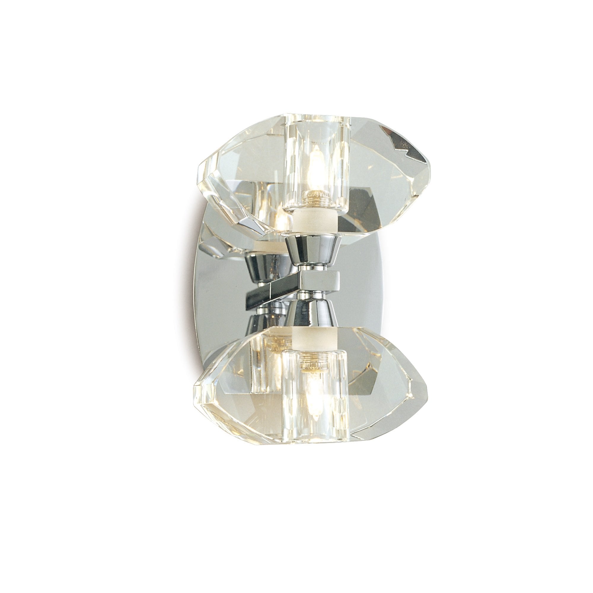 Alfa 2 Light Switched Wall Light In Chrome Finish With Optical Glass Shades M0424/S