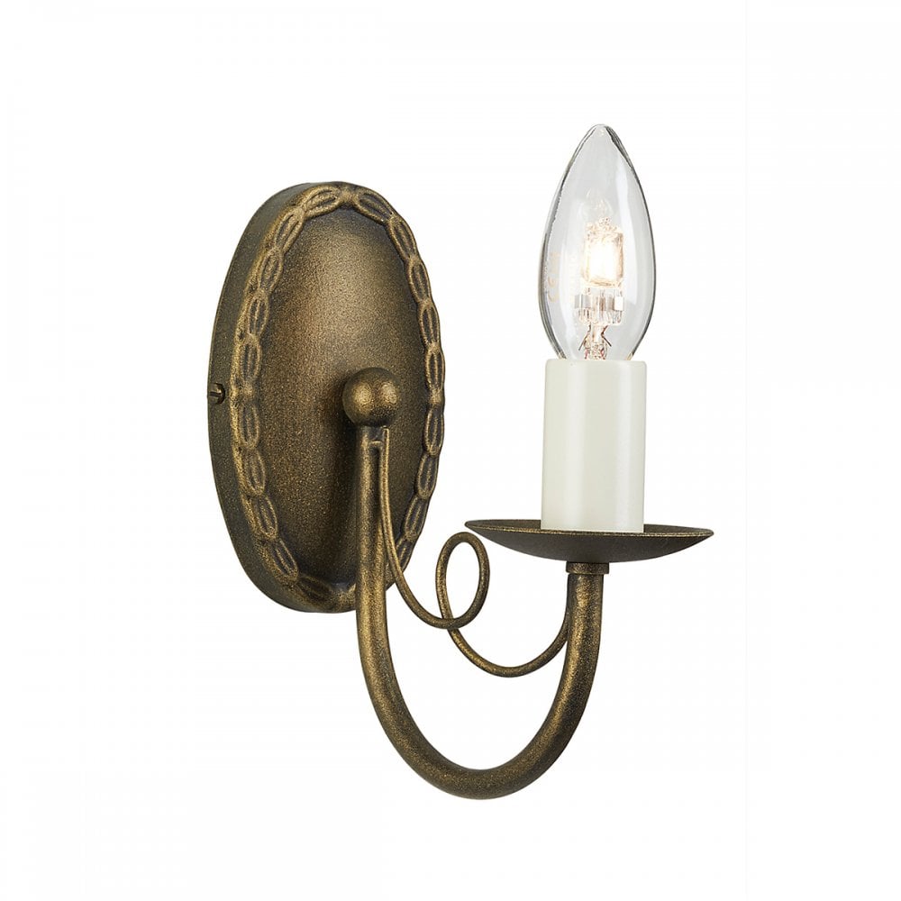 Minster Rustic Single Wall Light In Black And Gold Finish MN1 BLK/GLD
