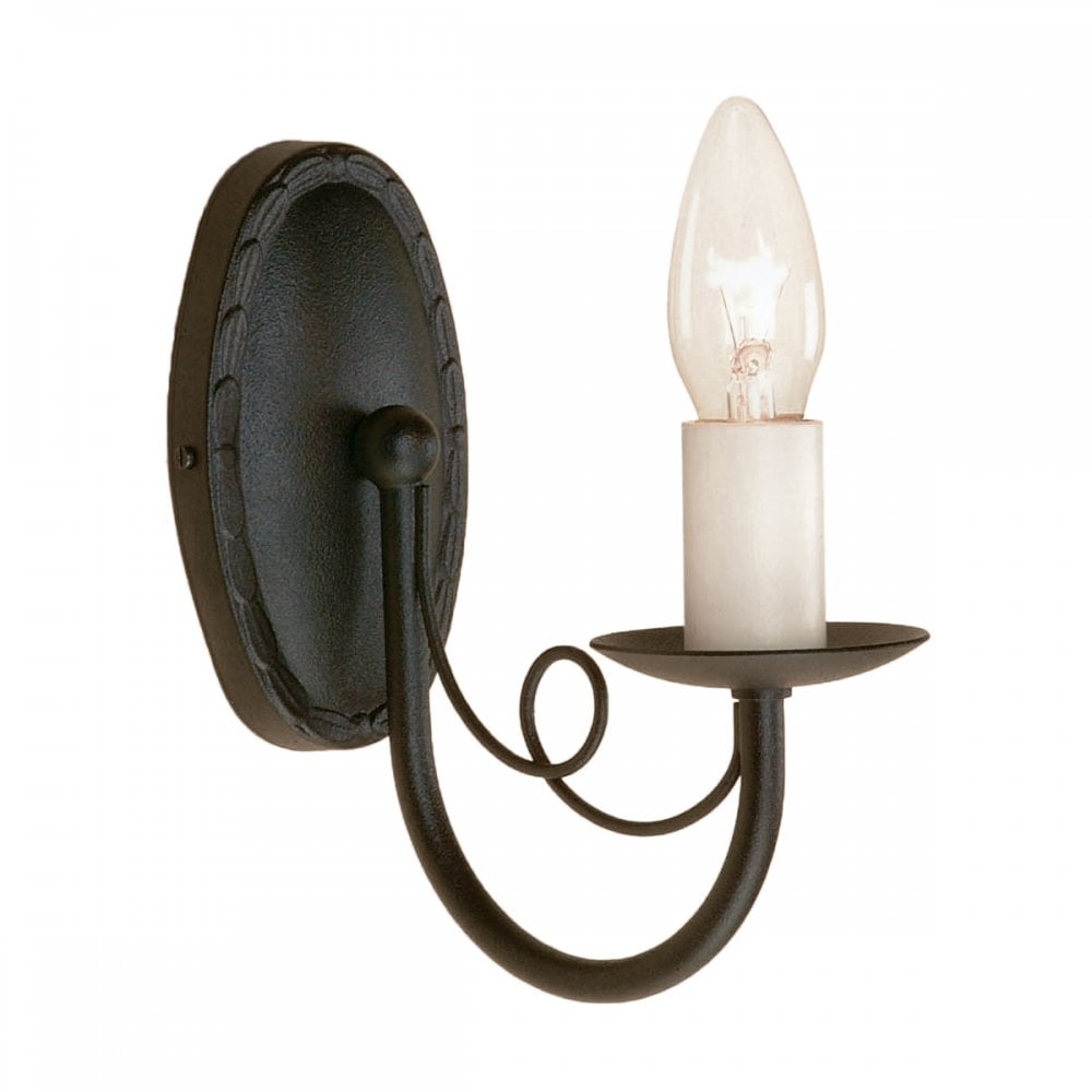 Minster Rustic Single Wall Light In Black Finish MN1 BLACK