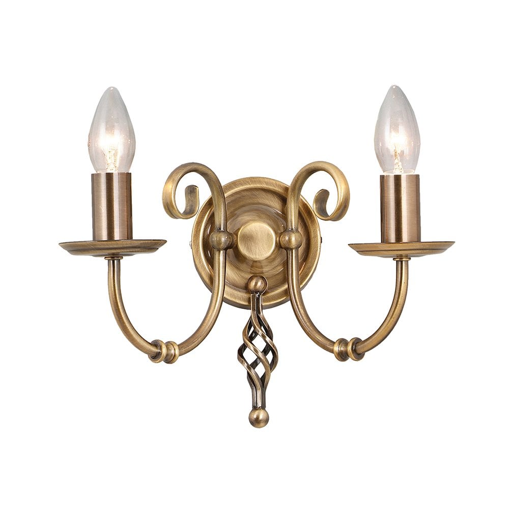 Artisan Country Rustic 2 Light Wall Light In Aged Brass Finish ART2 AGD BRASS