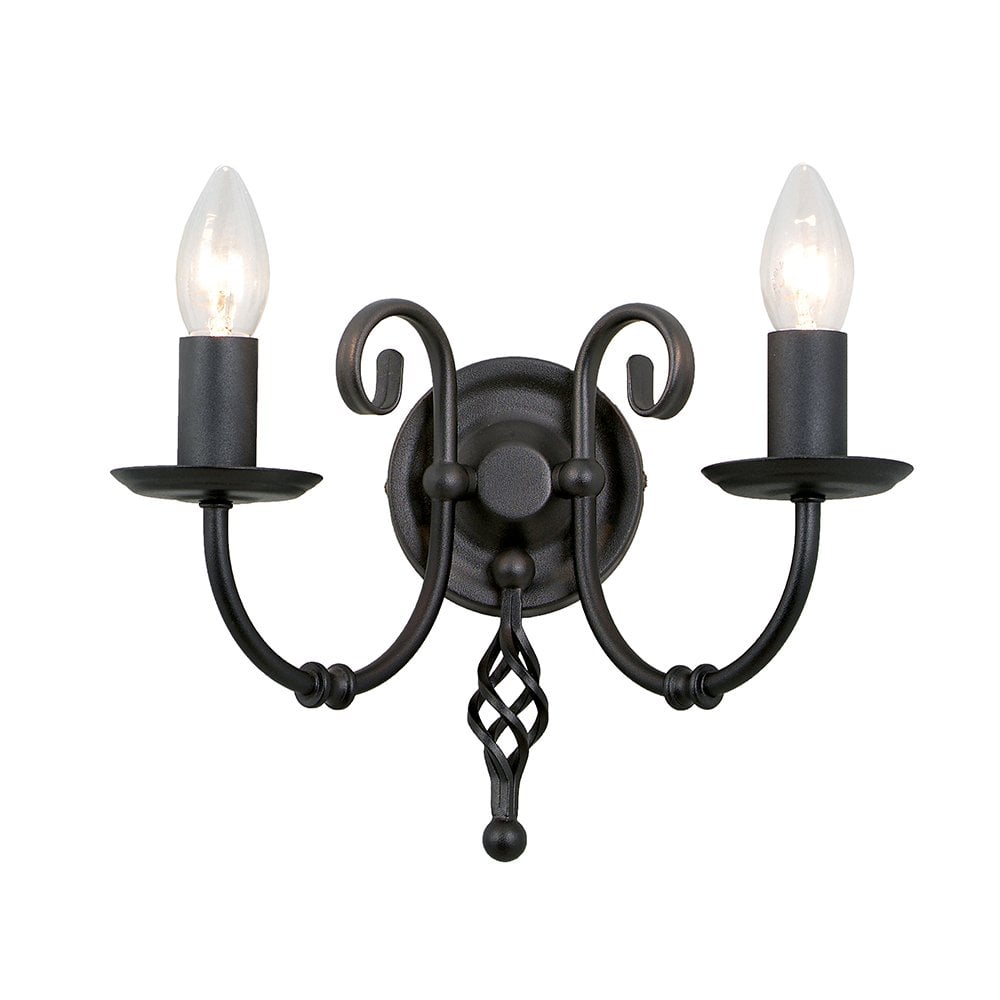 Artisan Country Rustic 2 Light Wall Light In Black Finish ART2 BLACK