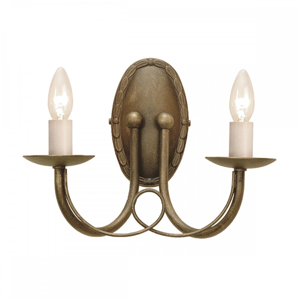 Minster Country Rustic 2 Light Wall Light In Black And Gold Finish MN2 BLK/GLD