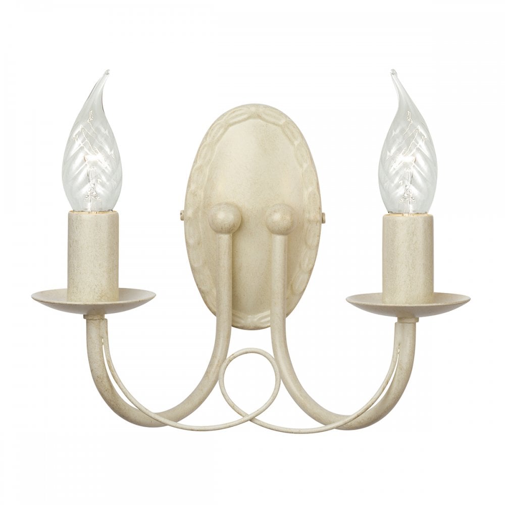 Minster Country Rustic 2 Light Wall Light In Ivory And Gold Finish MN2 IV/GLD
