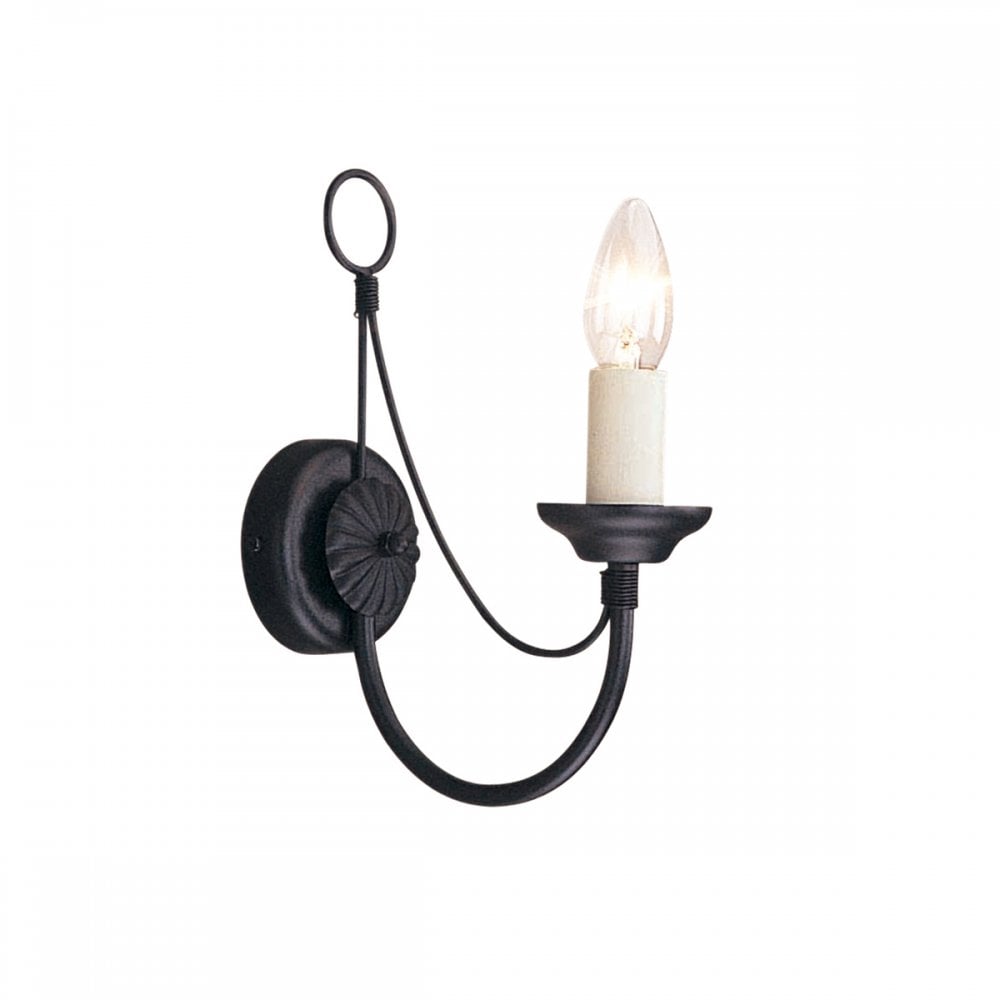 Carisbrooke Country Rustic Single Wall Light In Black Finish CB1-BLACK