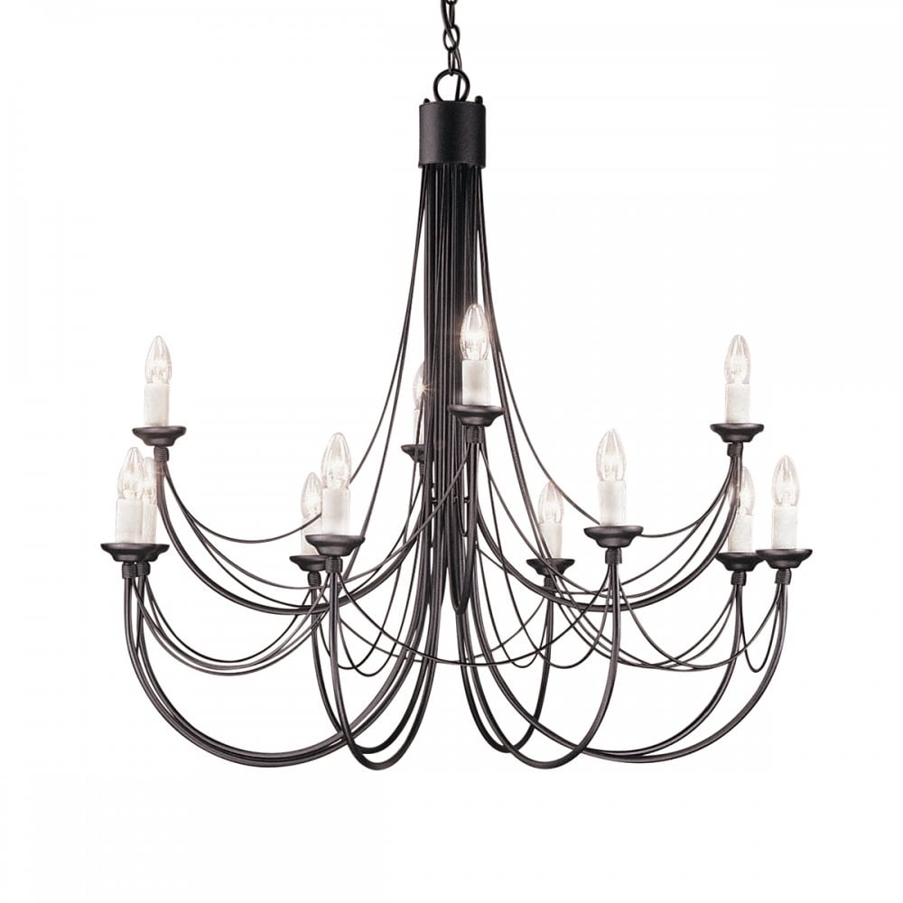 Carisbrooke Gothic 12 Light In Chandelier In Black Finish CB12-BLACK